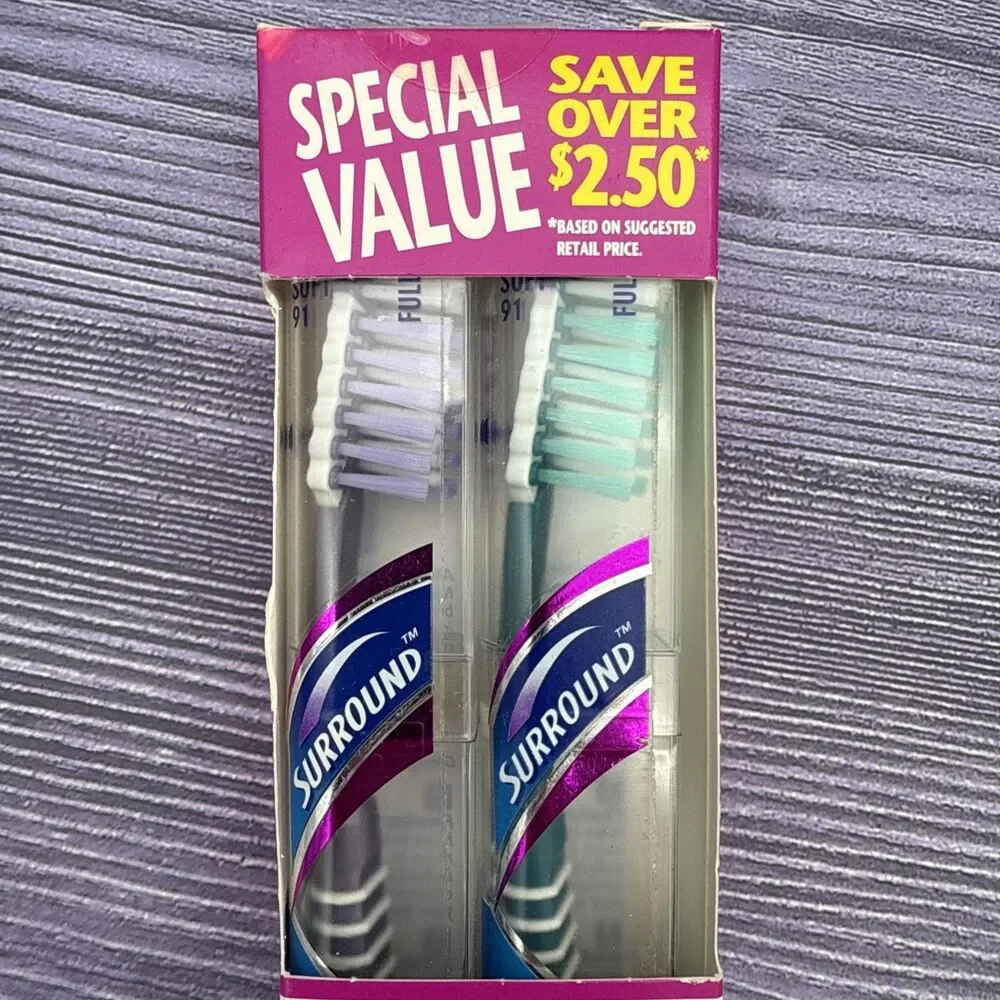 2 LOT Mentadent 91 Toothbrush Soft Full Head Wraps & Surround Bristles Flexible